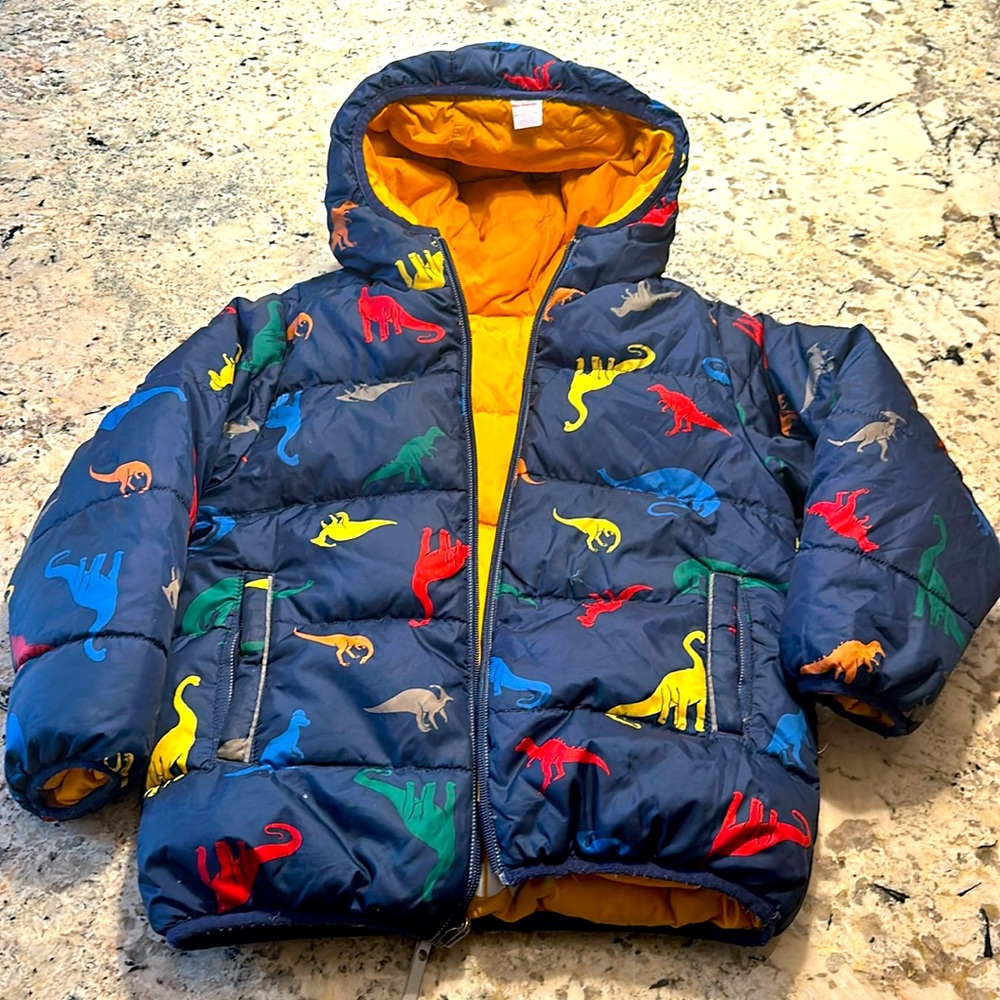 Hanna Andersson reversible Dinosaur down puffer jacket